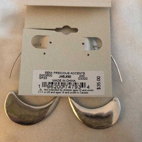 Lucky Brand Silver Tone Turquoise Stone Threader Hoop Earrings NWT - Picture 11 of 12